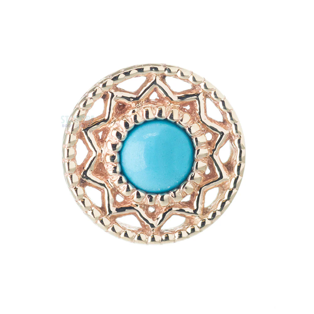 threadless: "Bandera" Pin in Gold with Turquoise - Image 2