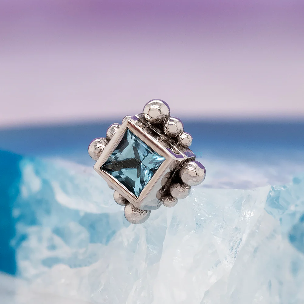 threadless: Beaded Princess Pin in Gold with Swiss Blue Topaz - Image 2