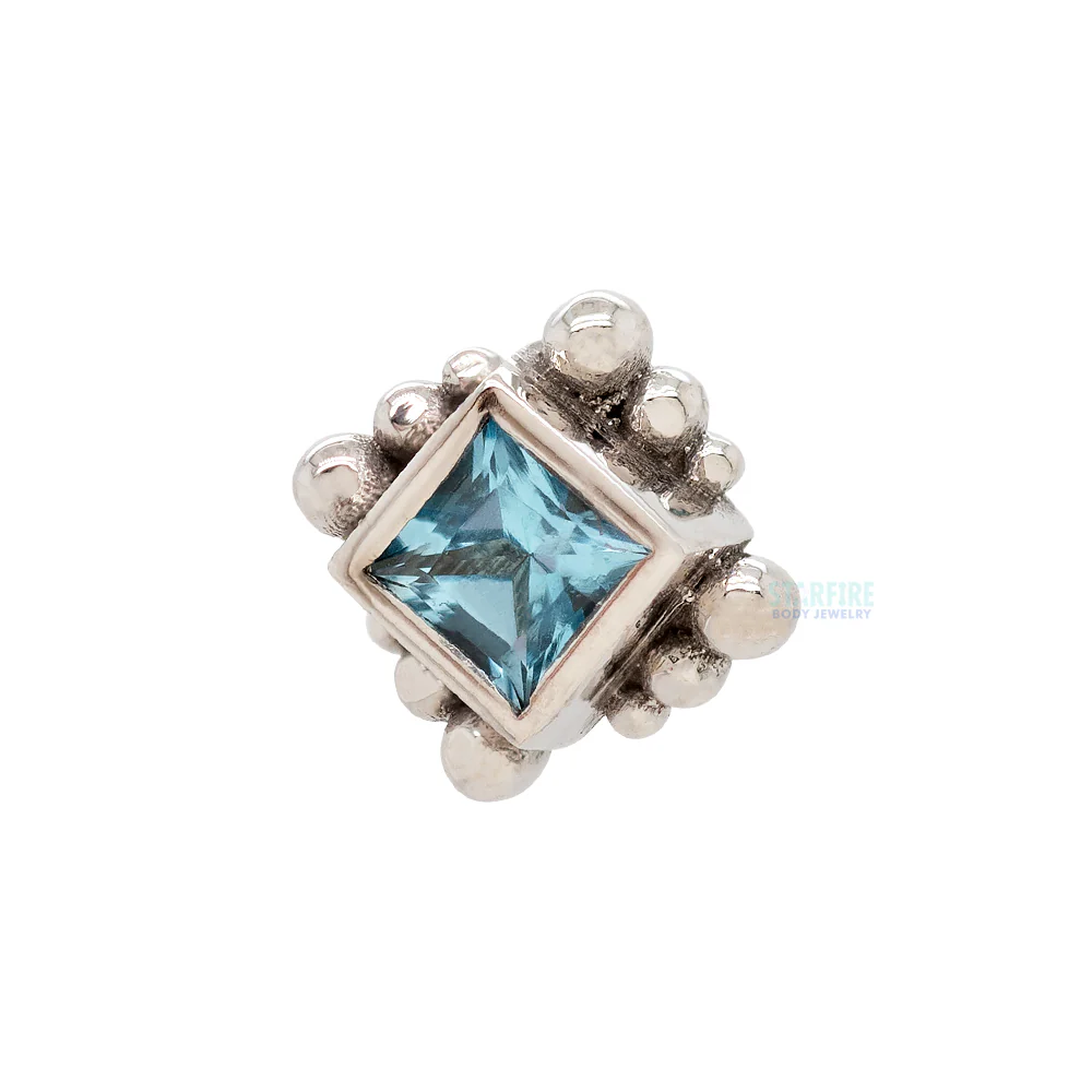 threadless: Beaded Princess Pin in Gold with Swiss Blue Topaz - Image 3