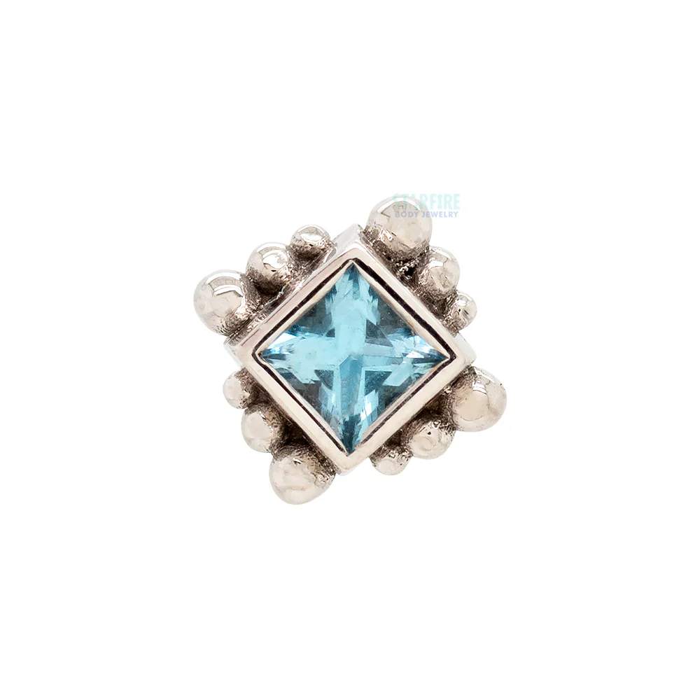 threadless: Beaded Princess Pin in Gold with Swiss Blue Topaz - Image 4