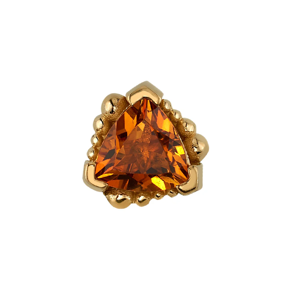 threadless: Beaded Trillion with Madeira Citrine Pin in Gold