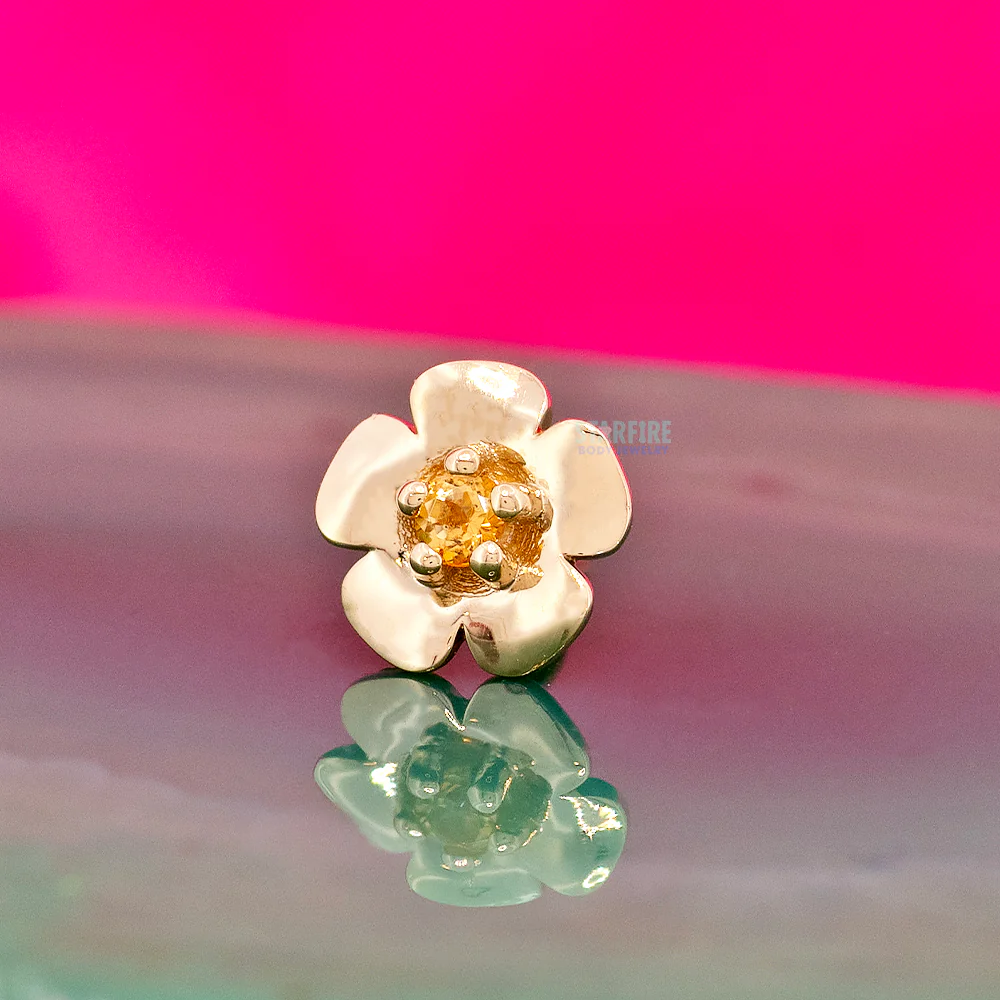 threadless: "Buttercup" Pin in Gold & Platinum with PRONG-SET Honey Topaz - Image 2