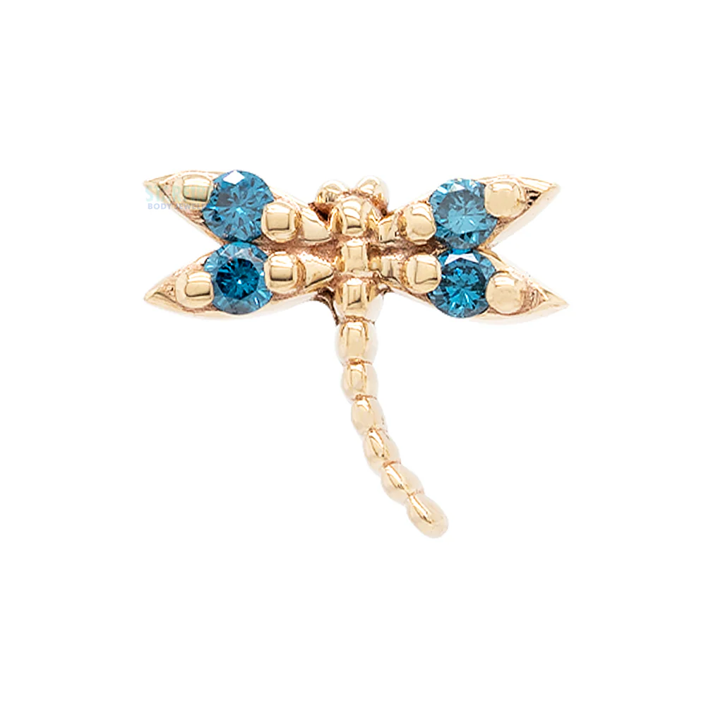 threadless: "Damselfly" Pin in Gold with Ocean Blue Diamonds - Image 2