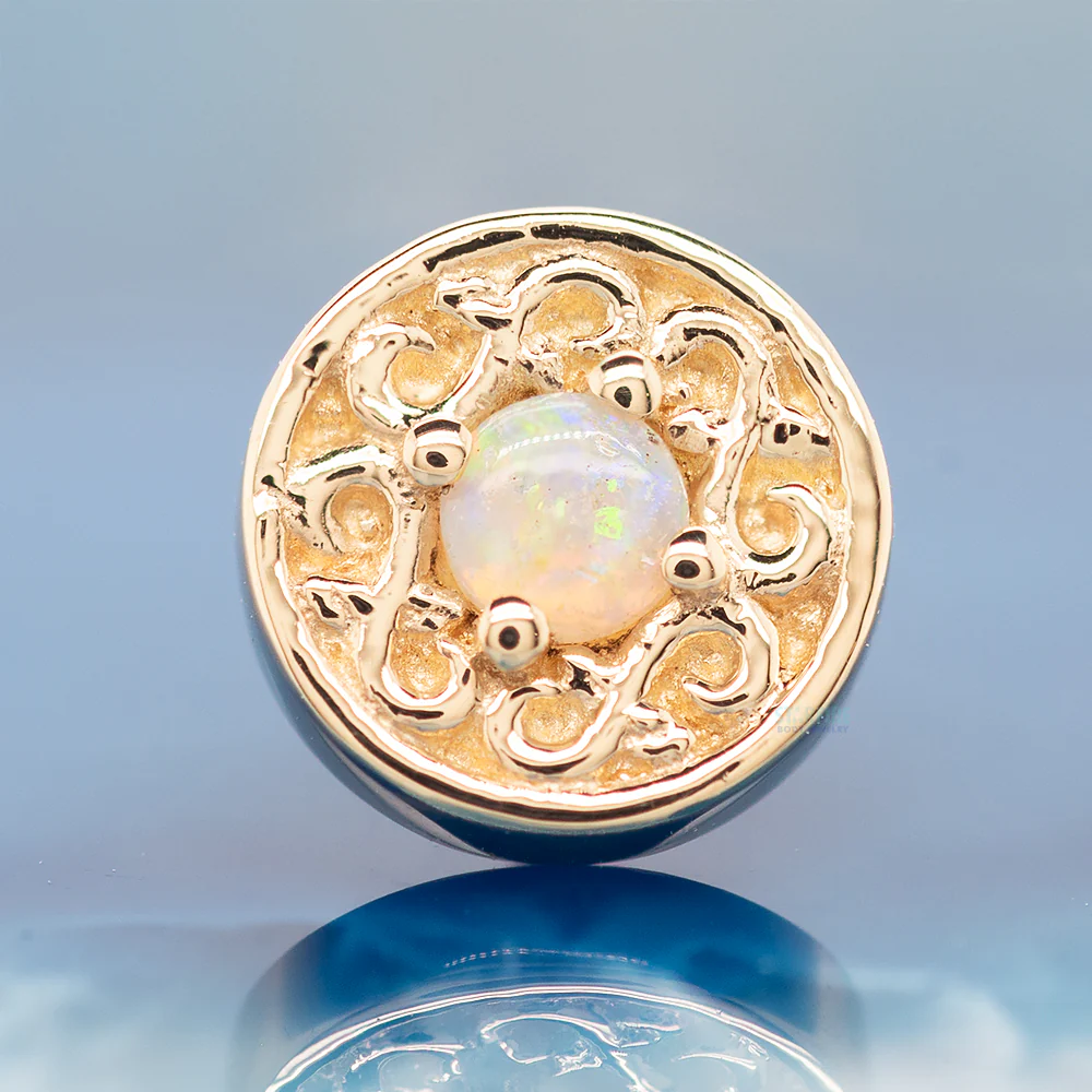 threadless: "Elizabeth" Pin in Gold with Genuine White Opal - Image 2