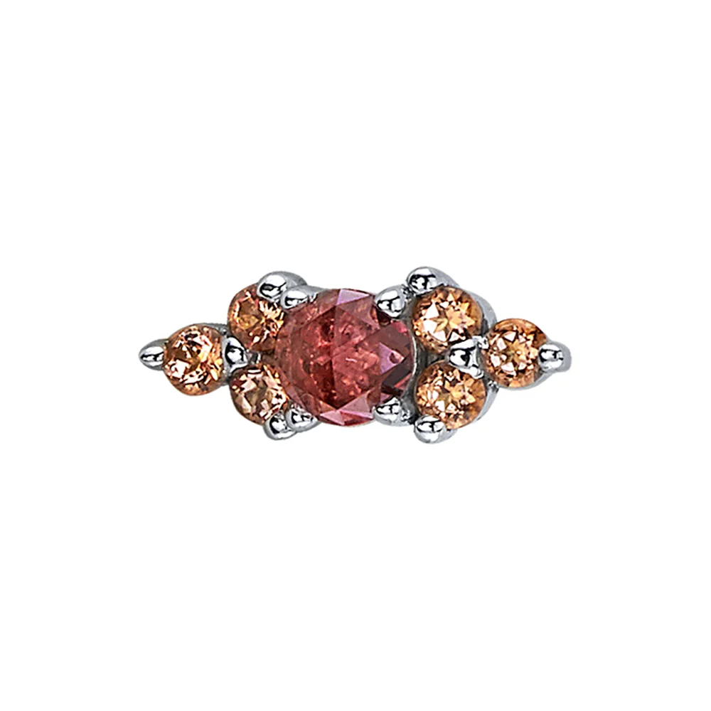 threadless: "Embrace" Pin in Gold with Champagne Sapphire & Rose Cut Rhodolite - Image 2