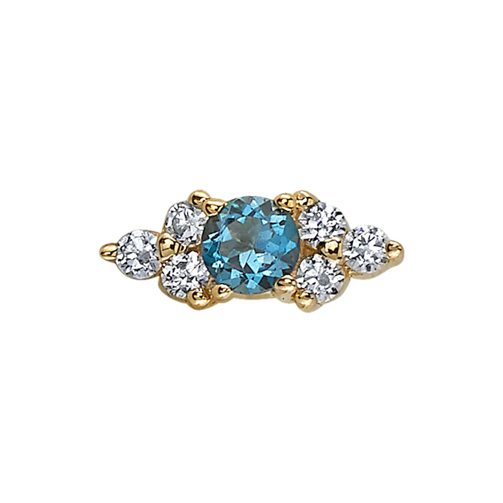 threadless: "Embrace" Pin in Gold with Diamond & London Blue Topaz - Image 2