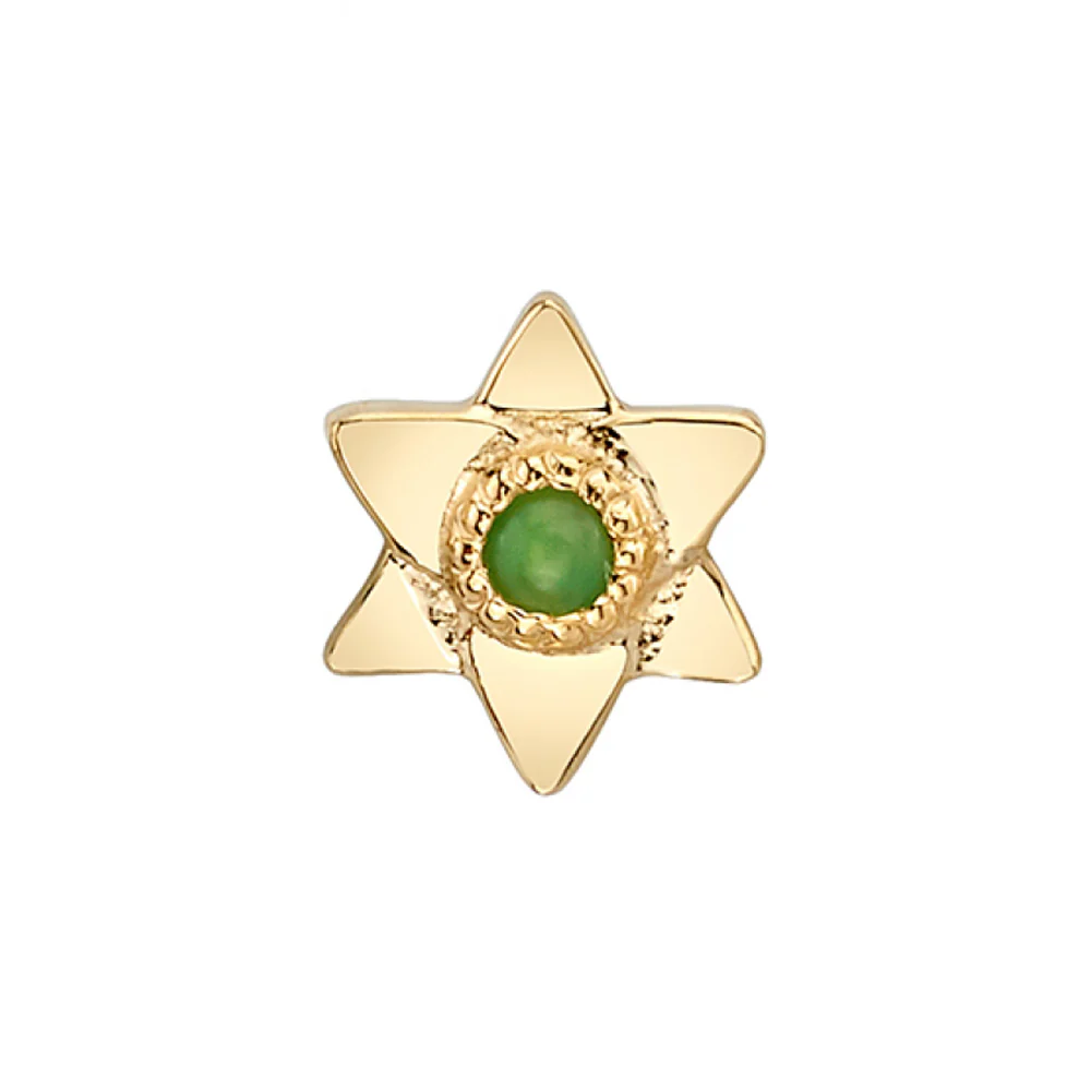 threadless: Flat Lotus with Bezel Pin in Gold with Chrysoprase