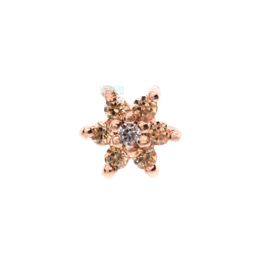 threadless: Flower #2 Pin in Gold with Champagne CZ's & White CZ