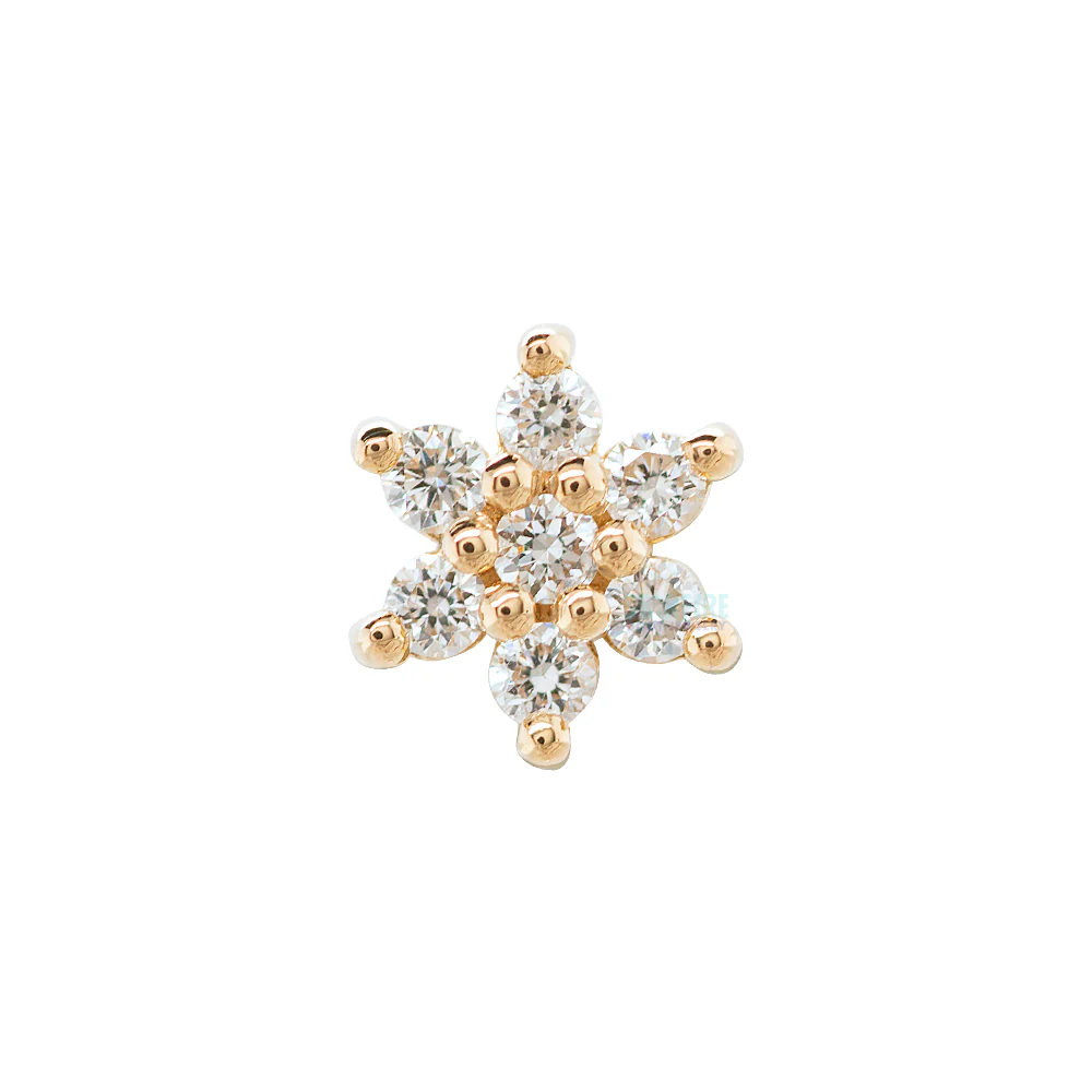 Flower #2 Threaded End in Gold with DIAMONDS - Image 3