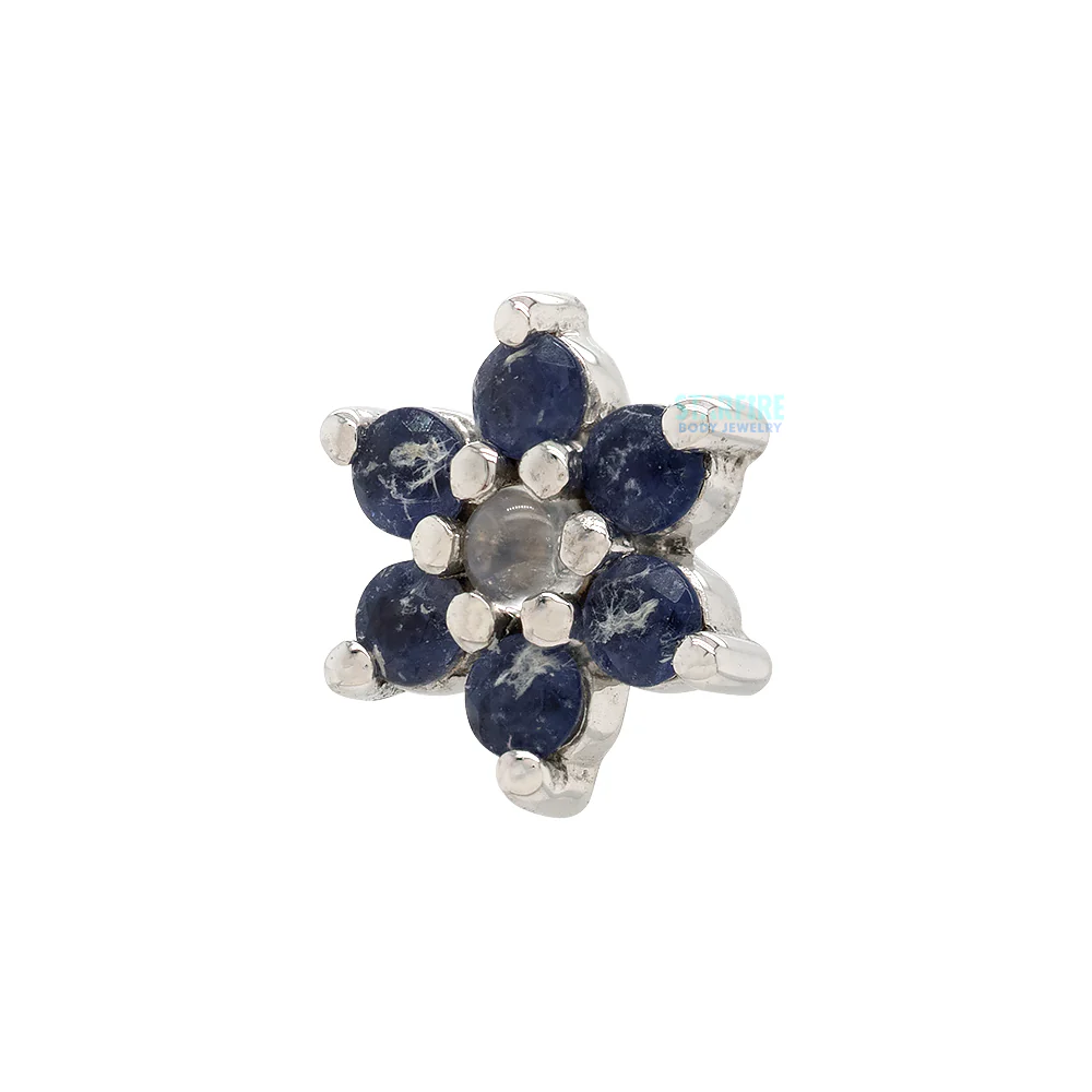 threadless: Flower #2 Pin in Gold with Iolite & Rainbow Moonstone - Image 2