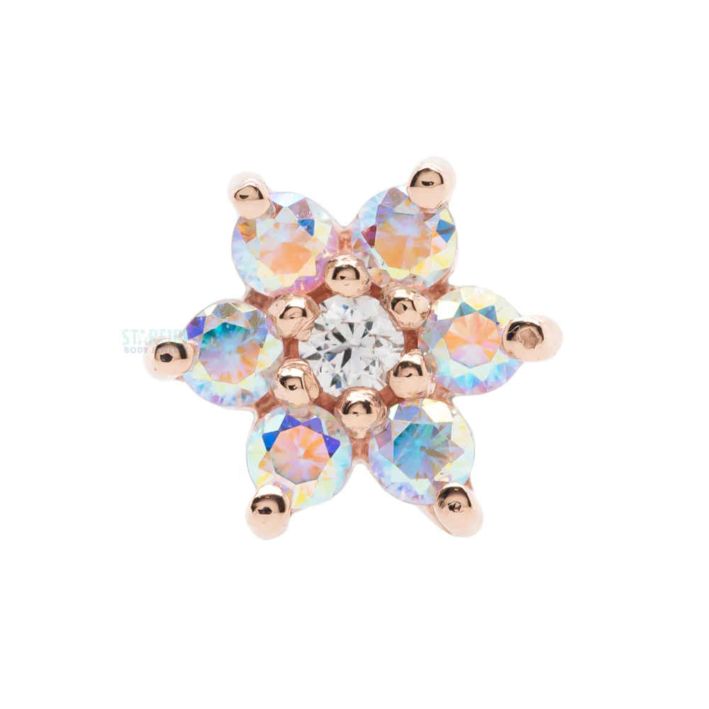Flower #2 Threaded End in Gold with Mercury Mist Topaz & White CZ - Image 3