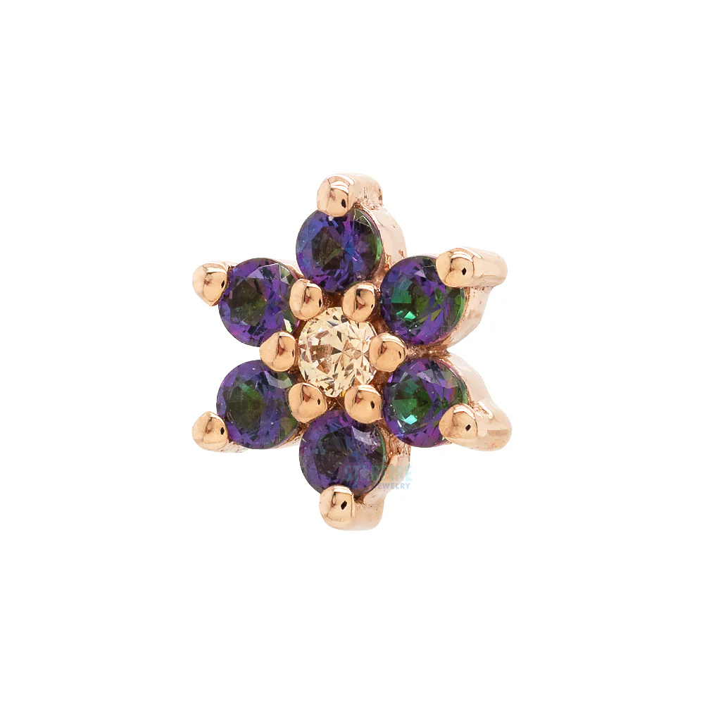 threadless: Flower #2 Pin in Gold with Mystic Topaz & Champagne CZ - Image 2