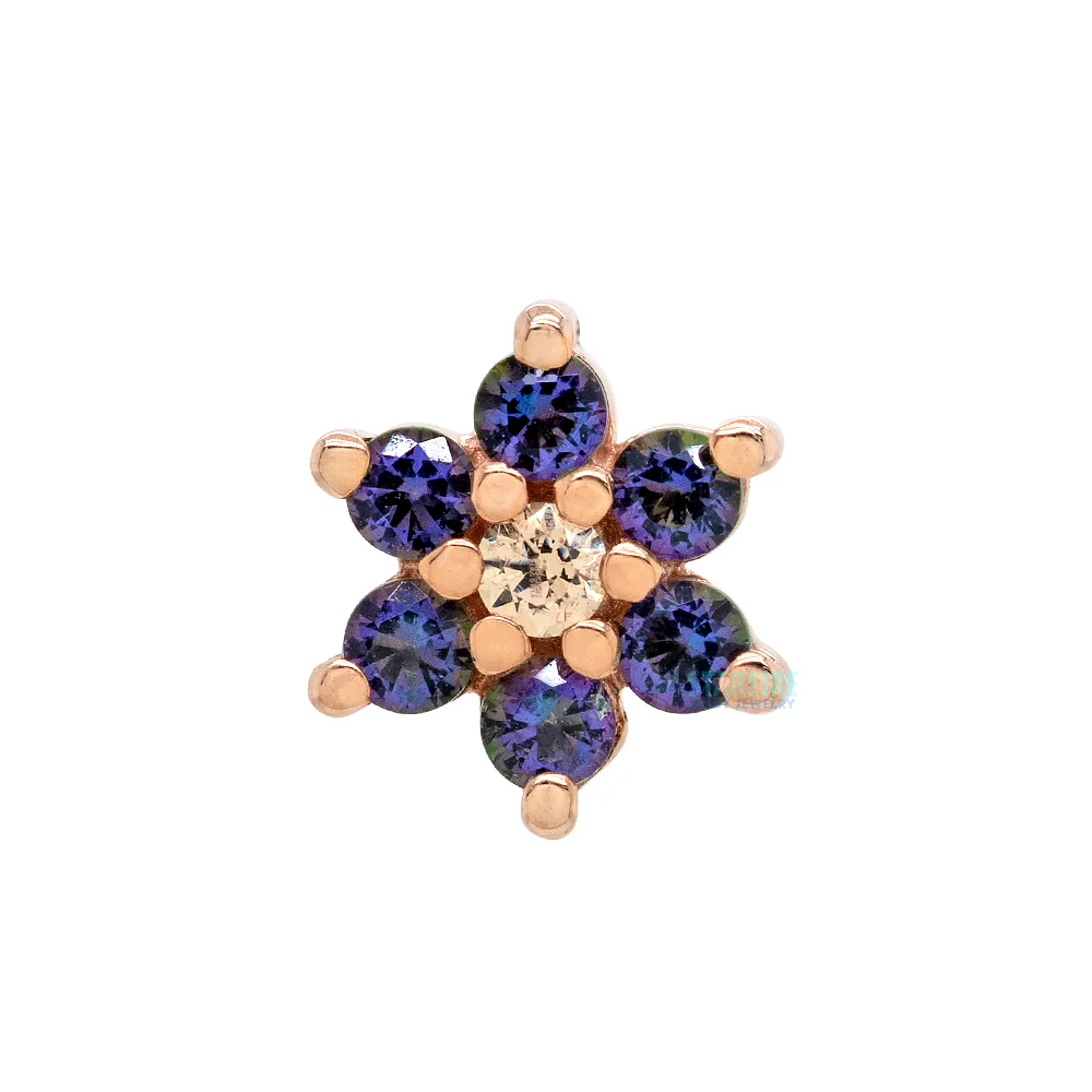 threadless: Flower #2 Pin in Gold with Mystic Topaz & Champagne CZ - Image 3