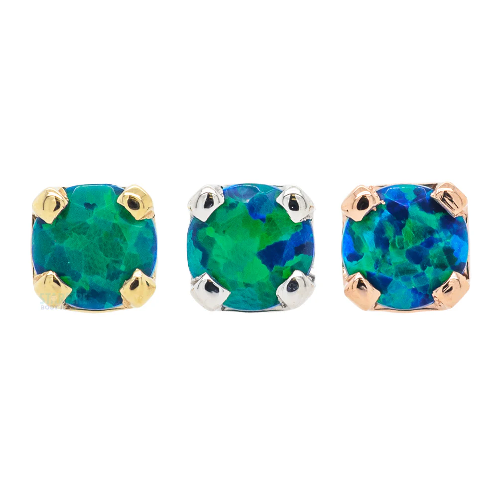 threadless: Four Prong Pin in Gold & Platinum with Faceted Black Opal - Image 2