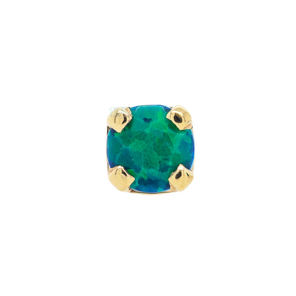 threadless: Four Prong Pin in Gold & Platinum with Faceted Black Opal - Image 3