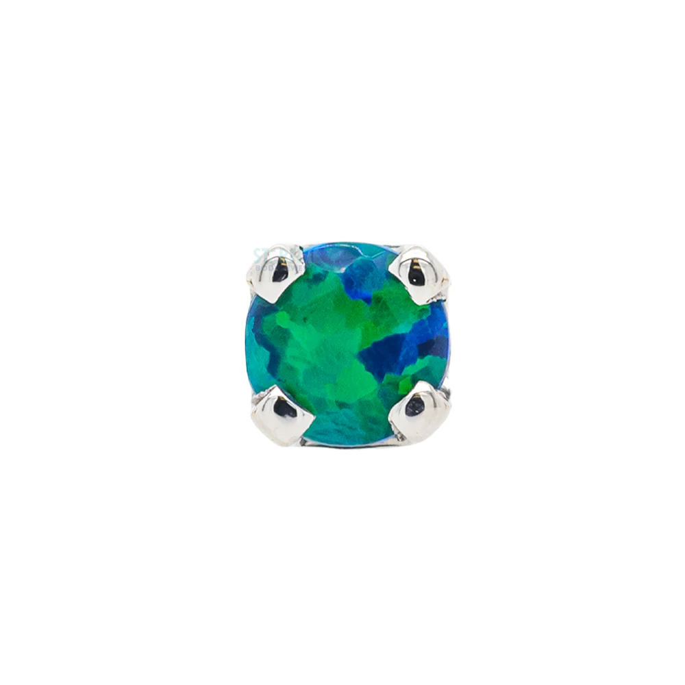 threadless: Four Prong Pin in Gold & Platinum with Faceted Black Opal - Image 4