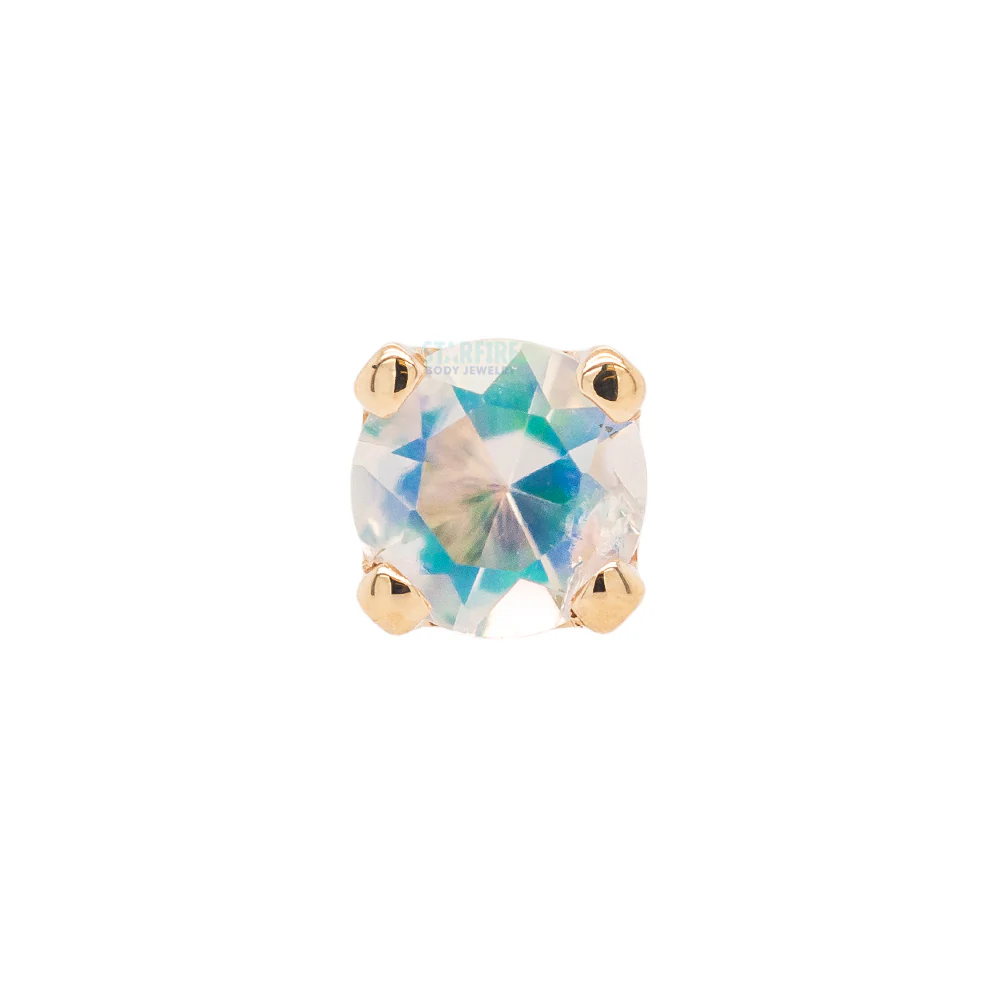threadless: Four Prong Pin in Gold & Platinum with Faceted Water Opal - Image 2