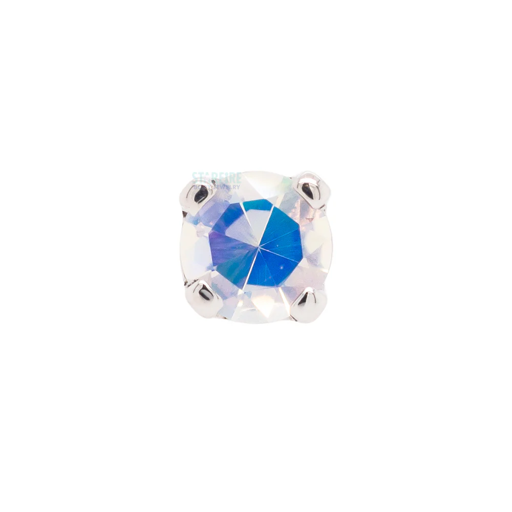 threadless: Four Prong Pin in Gold & Platinum with Faceted Water Opal - Image 3