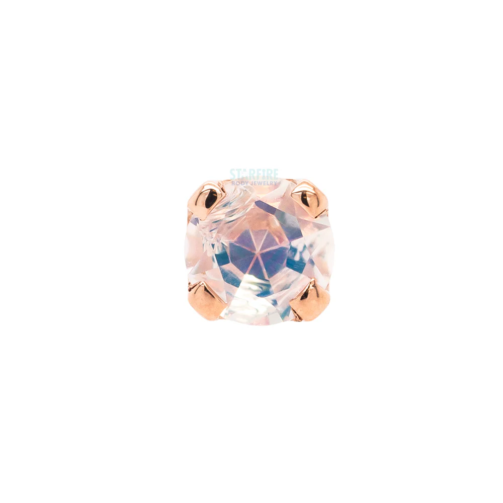 threadless: Four Prong Pin in Gold & Platinum with Faceted Water Opal - Image 4