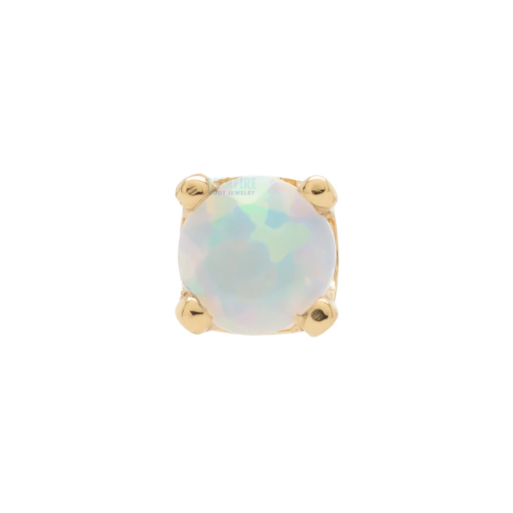 threadless: Four Prong Pin in Gold & Platinum with Faceted White Opal - Image 3