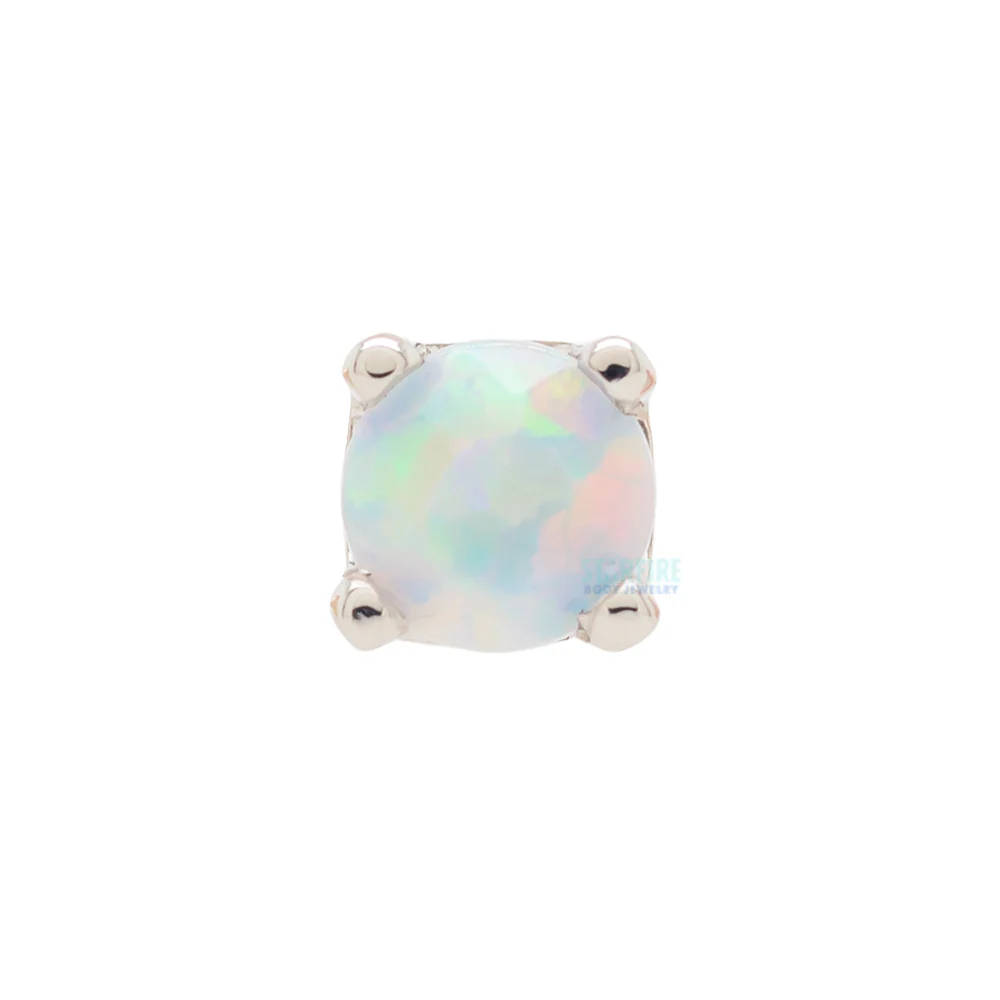 threadless: Four Prong Pin in Gold & Platinum with Faceted White Opal - Image 4