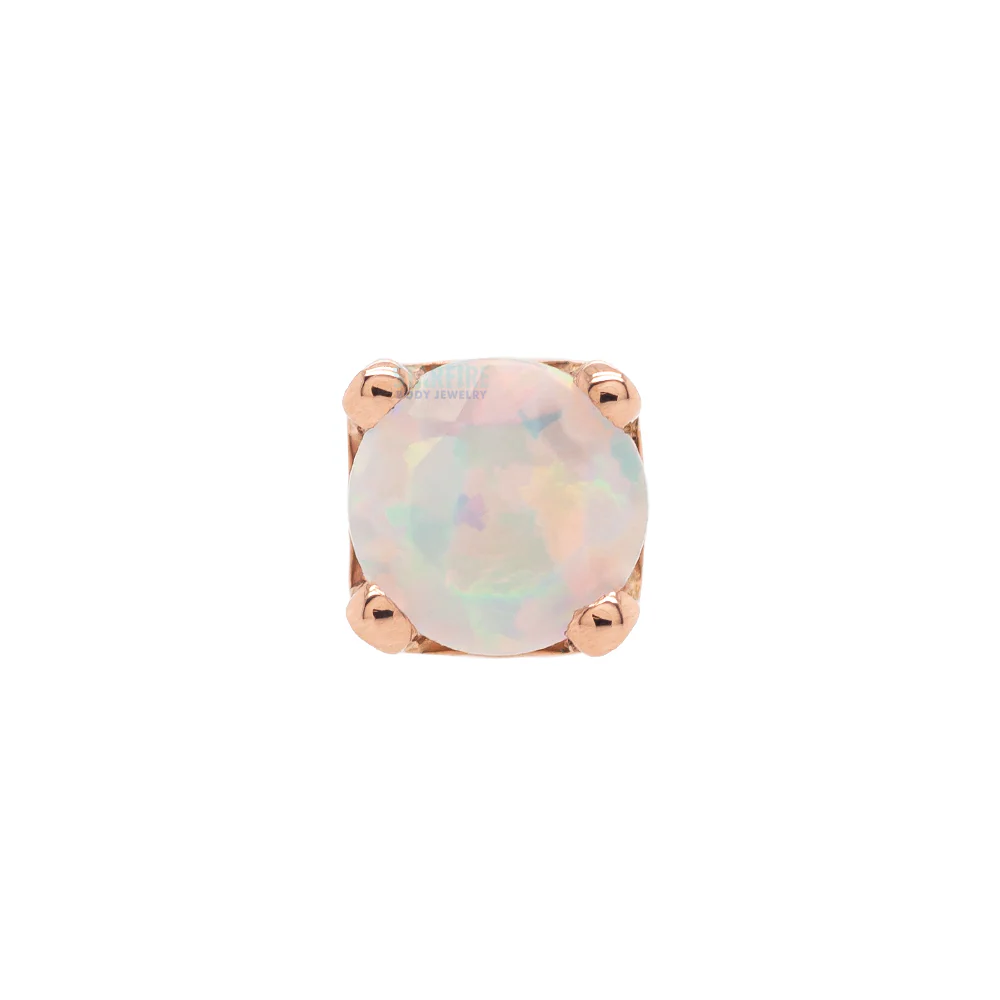 threadless: Four Prong Pin in Gold & Platinum with Faceted White Opal - Image 5