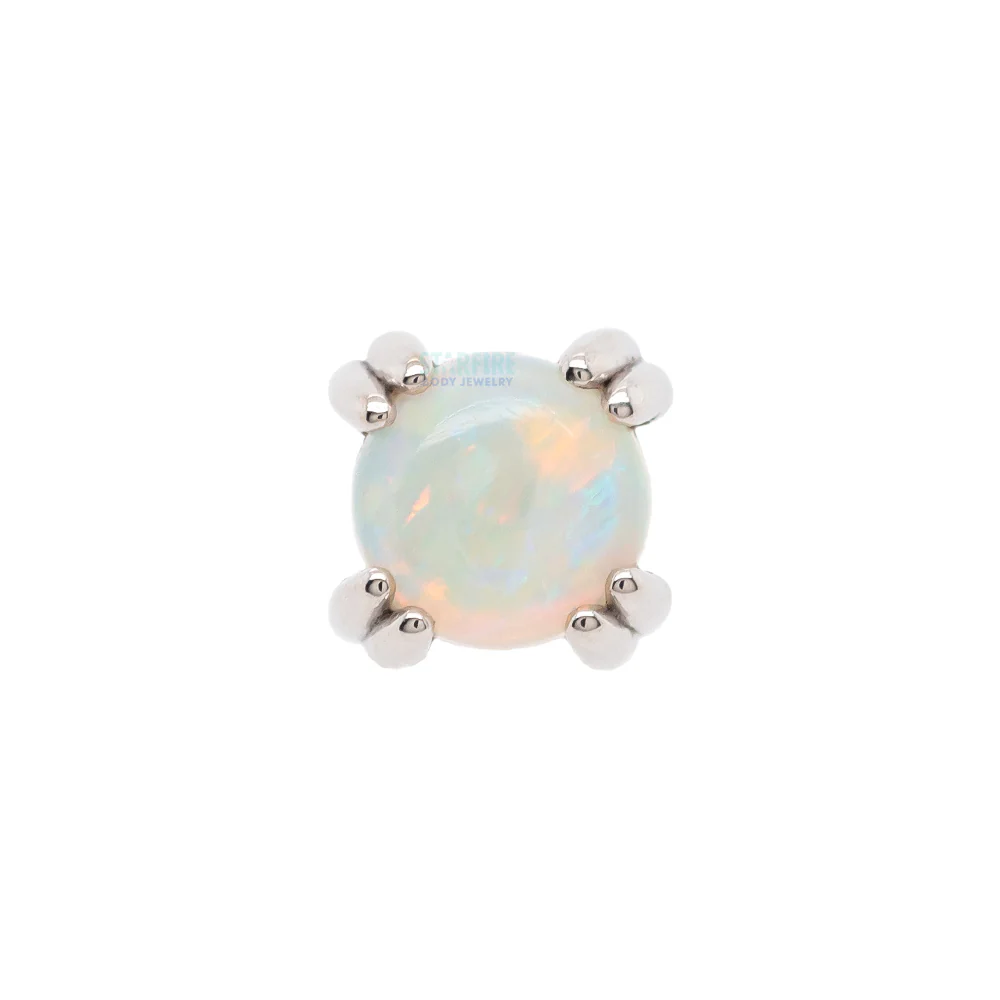 threadless: Genuine White Opal Cabochon Prong Set Pin in Gold & Platinum - Image 4