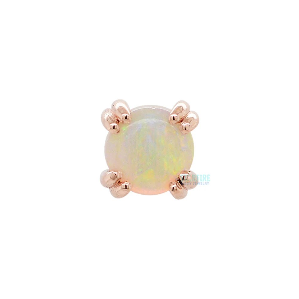 threadless: Genuine White Opal Cabochon Prong Set Pin in Gold & Platinum - Image 5
