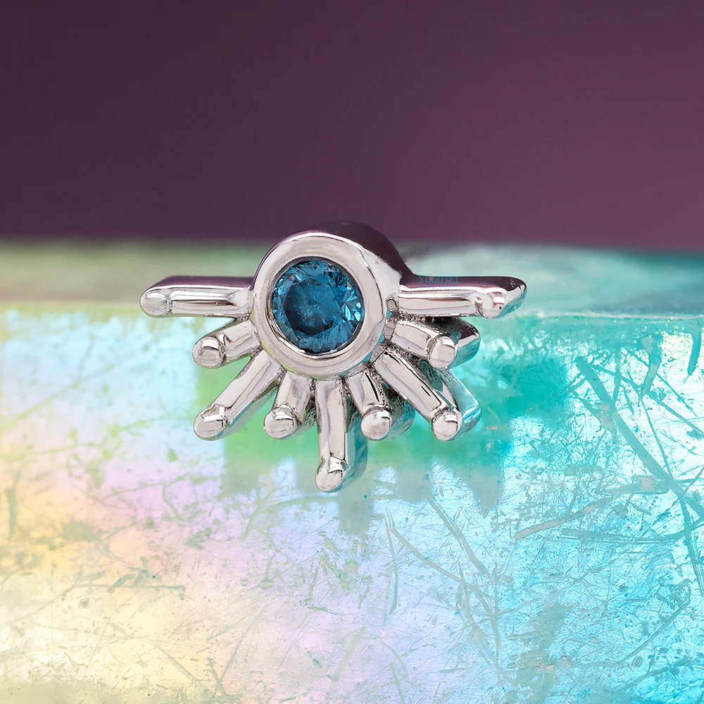 threadless: "Live to Tell" Pin in Gold with Ocean Blue Diamond - Image 2