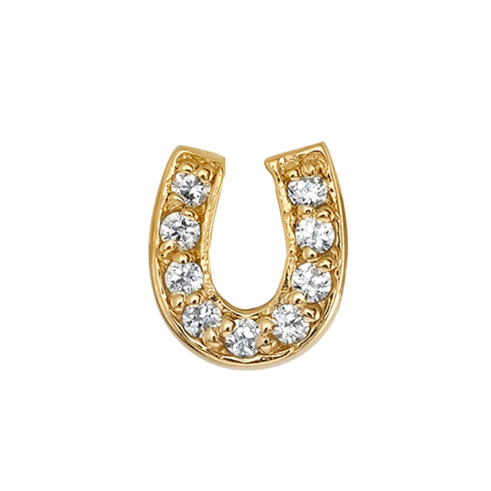 Micro Pave Horseshoe Threaded End in Gold with DIAMONDS - Image 2