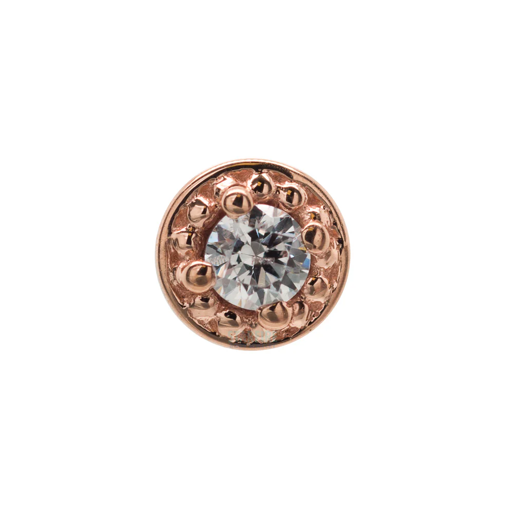 threadless: Milgrain Prong Pin in Gold with White CZ - Image 2