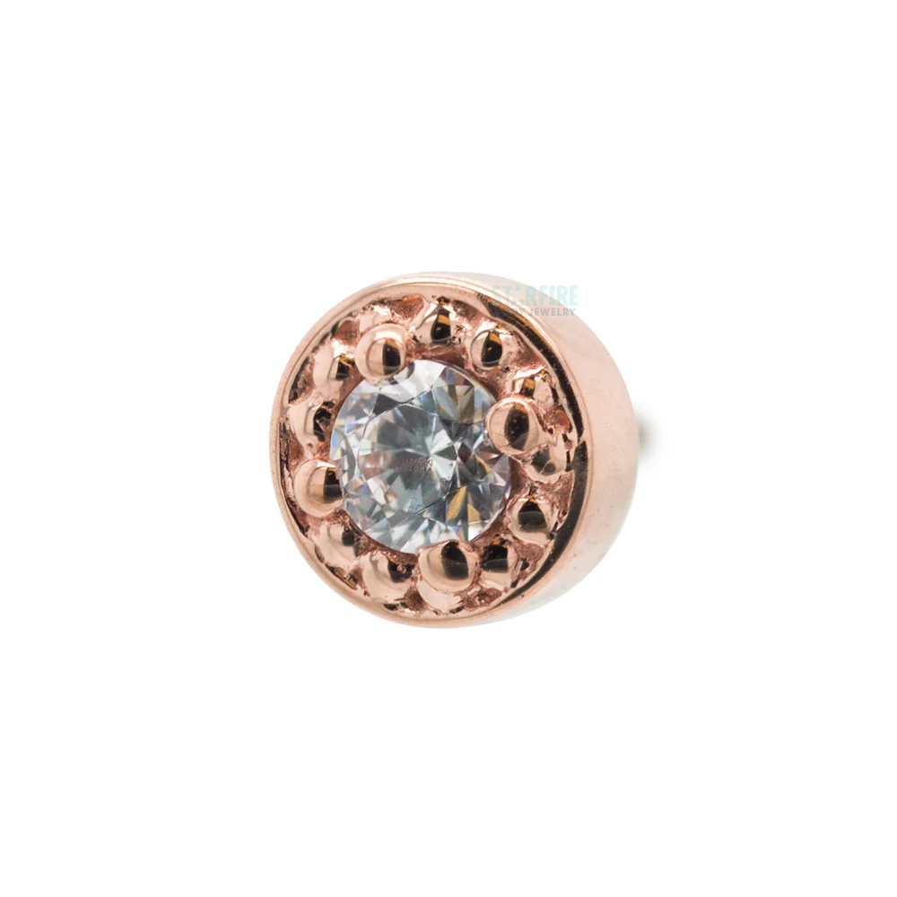 threadless: Milgrain Prong Pin in Gold with White CZ - Image 3