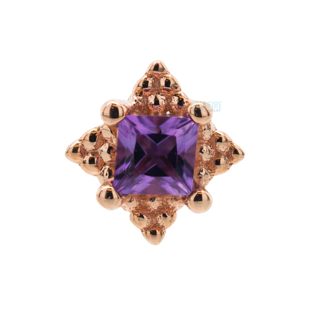 threadless: "Mini Kandy" Pin in Gold & Platinum with Princess-Cut Amethyst