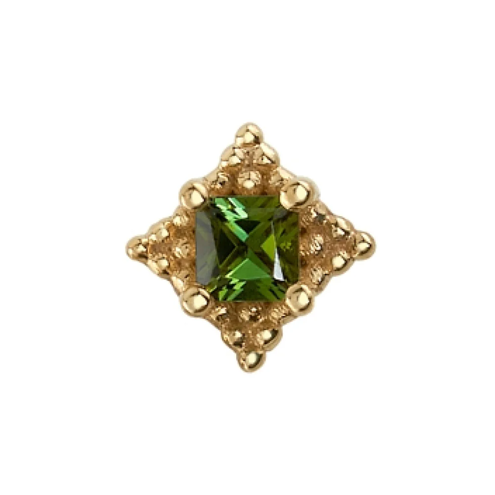 threadless: "Mini Kandy" Pin in Gold & Platinum with Princess-Cut Emerald - Image 2