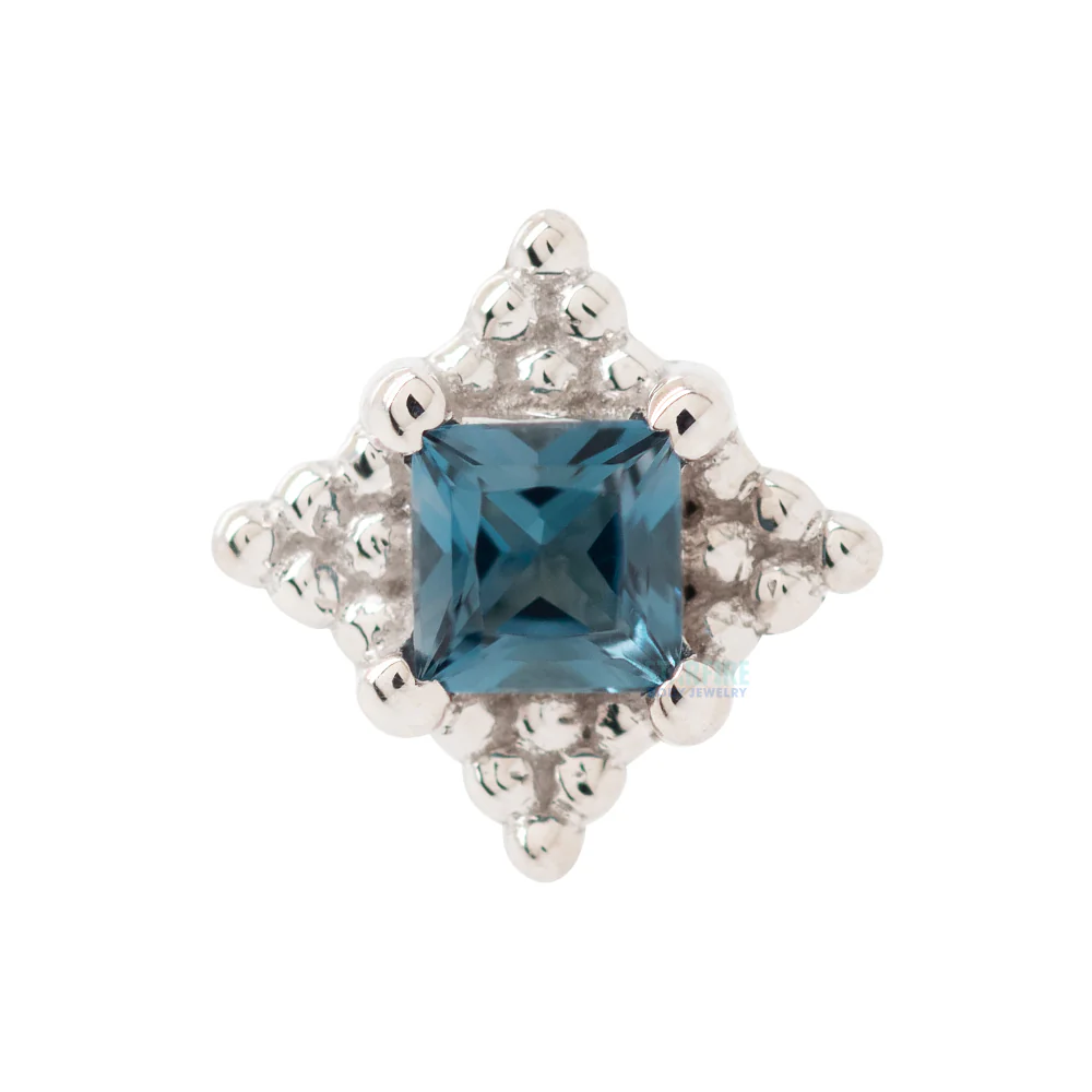threadless: "Mini Kandy" Pin in Gold & Platinum with Princess-Cut London Blue Topaz