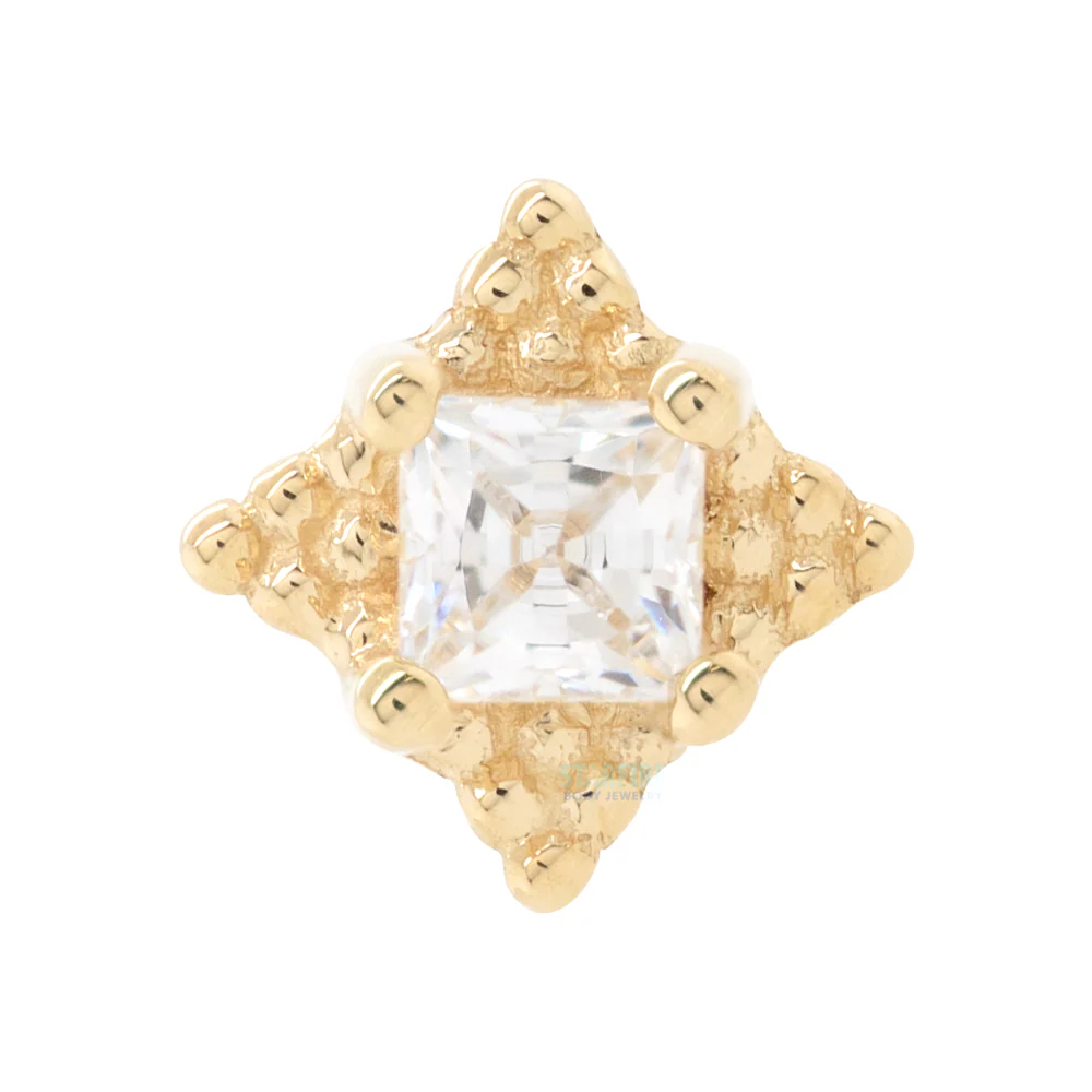threadless: "Mini Kandy" Pin in Gold & Platinum with Princess-Cut White CZ - Image 3