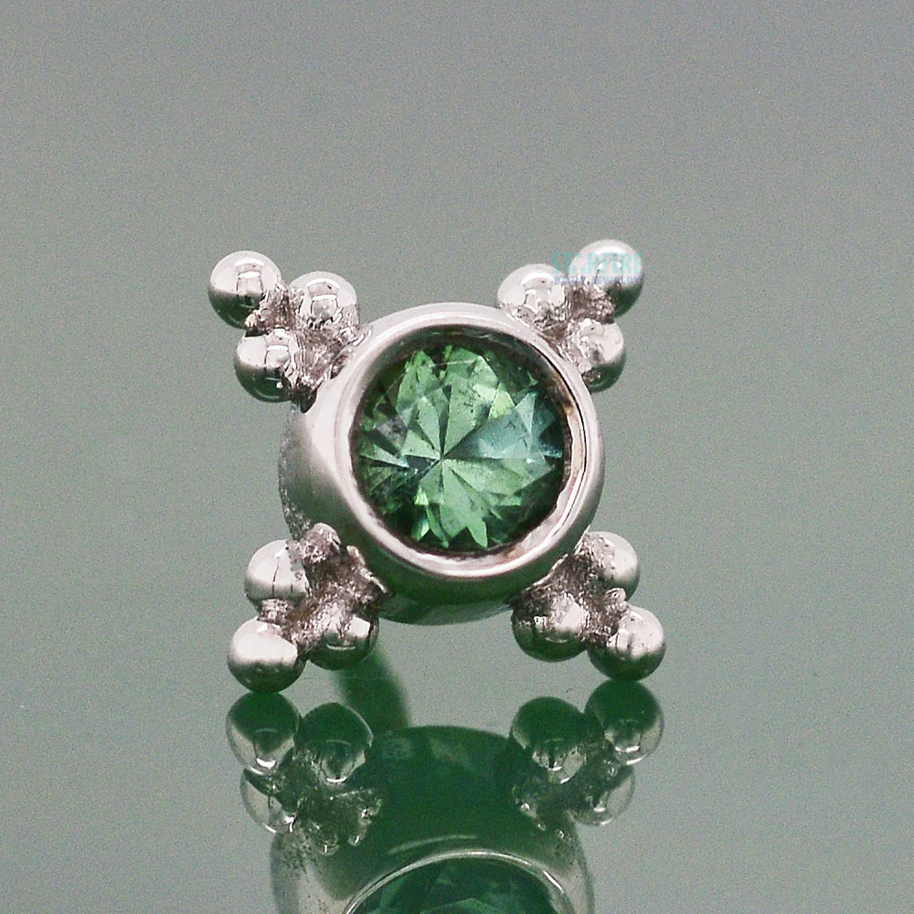 threadless: "Mini Kandy" Pin in Gold & Platinum with Round Seafoam Tourmaline - Image 2