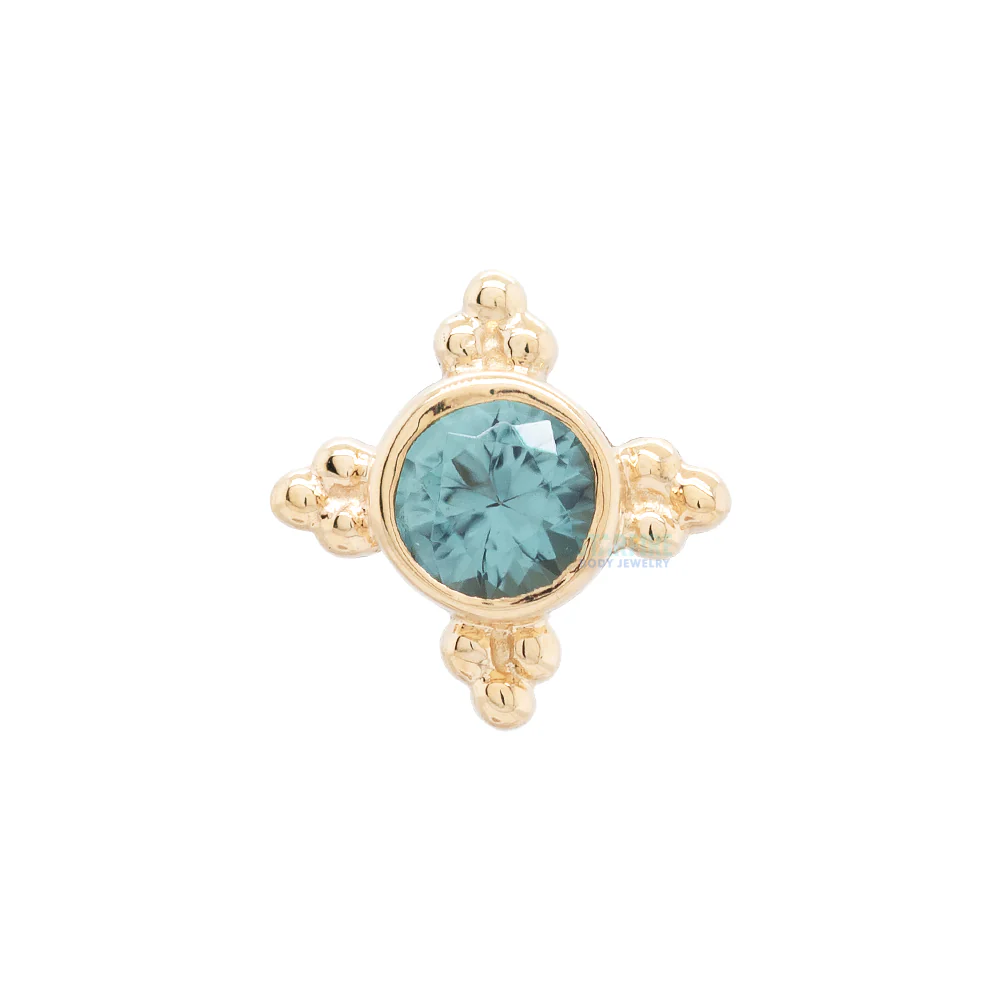 threadless: "Mini Kandy" Pin in Gold & Platinum with Round Seafoam Tourmaline - Image 3