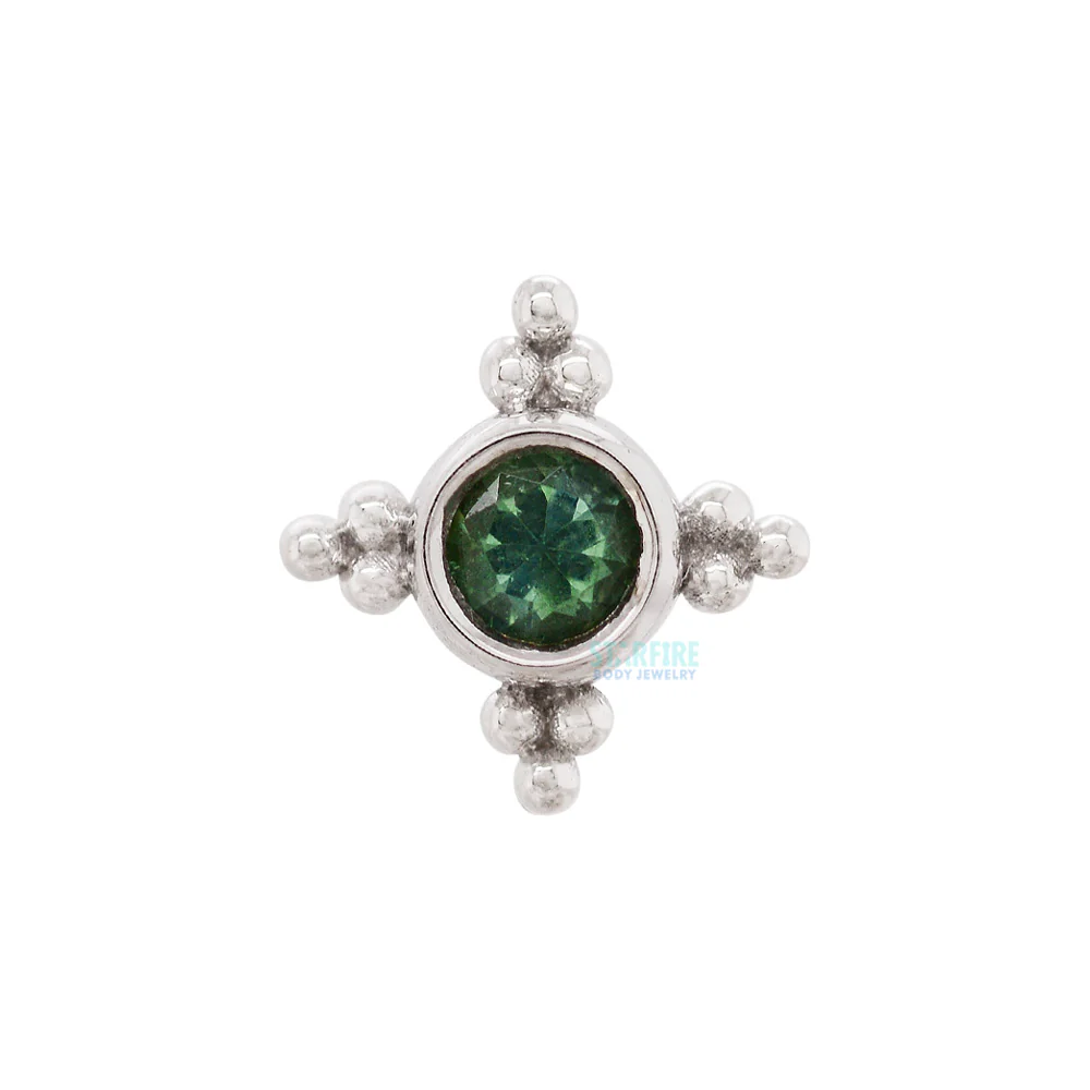 threadless: "Mini Kandy" Pin in Gold & Platinum with Round Seafoam Tourmaline - Image 4