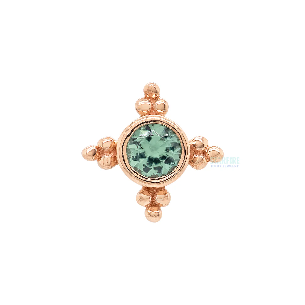 threadless: "Mini Kandy" Pin in Gold & Platinum with Round Seafoam Tourmaline - Image 5