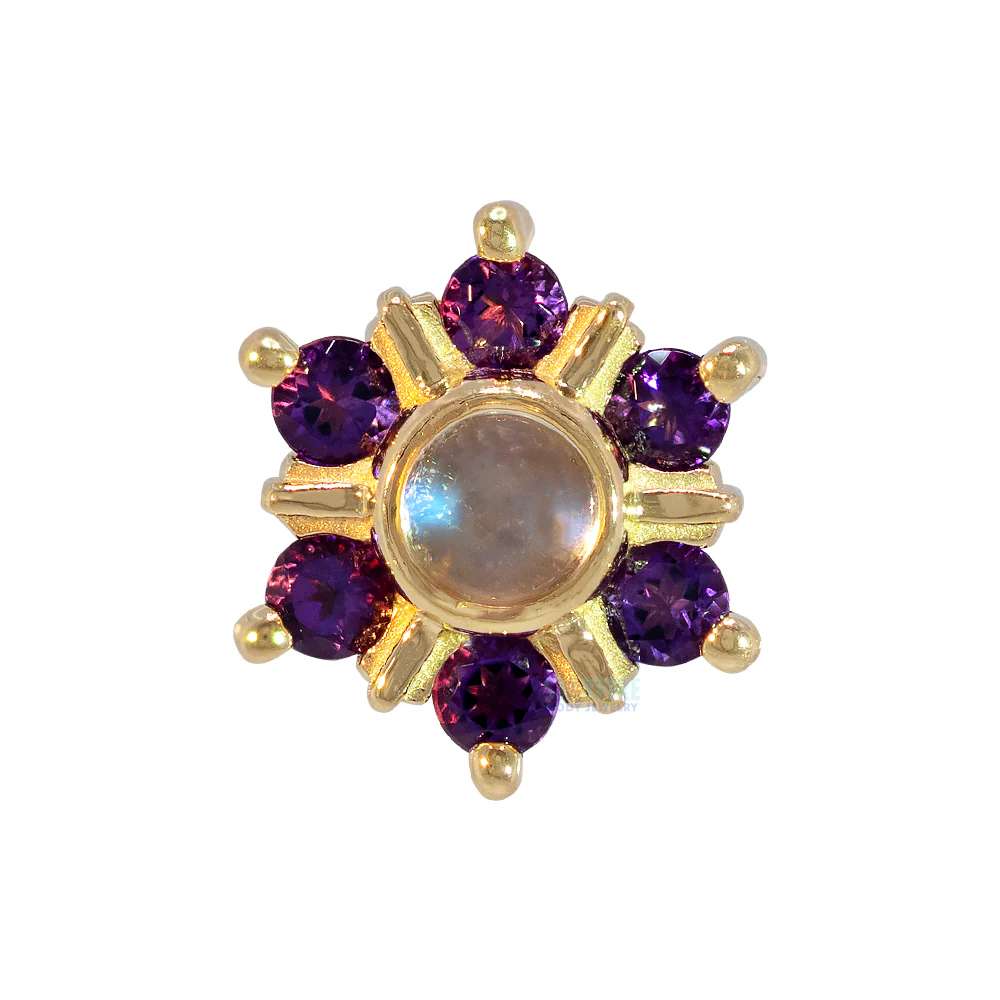 threadless: "Mini Toltec" Pin in Gold with Rainbow Moonstone & Amethyst