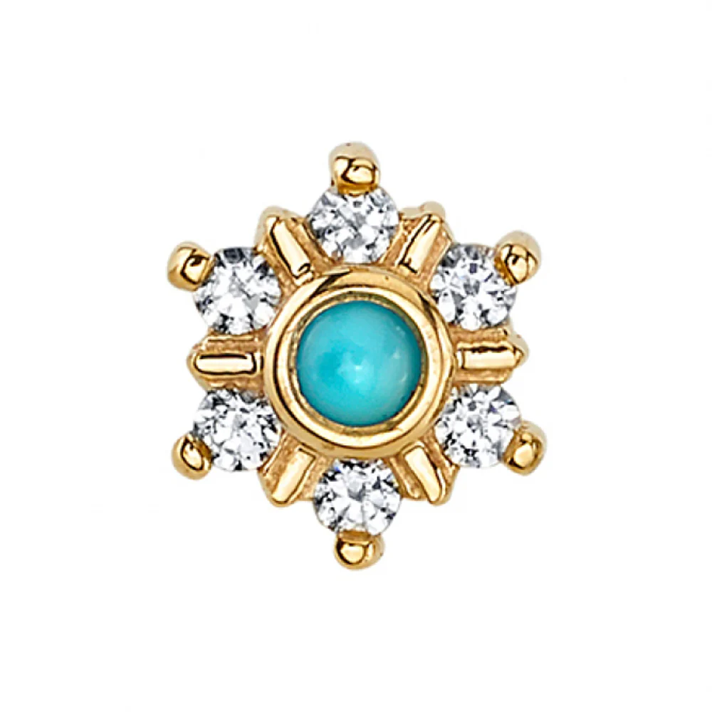 threadless: "Mini Toltec" Pin in Gold with Turquoise & Diamonds - Image 2