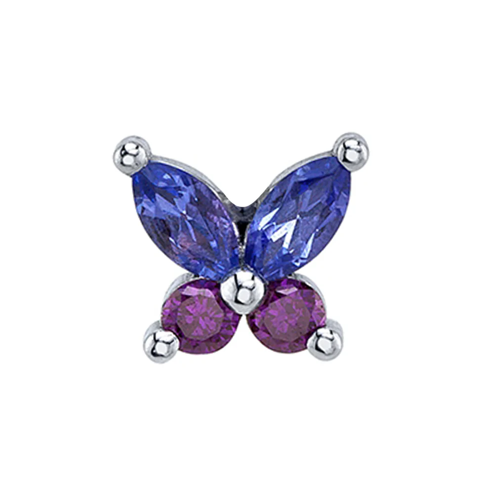 threadless: "Monarch" Pin in Gold with Tanzanite & Purple Diamonds - Image 2