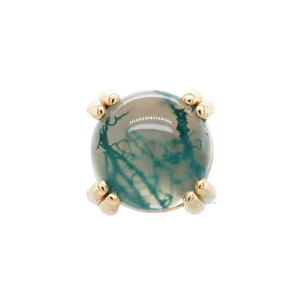 threadless: Moss Agate Cabochon Prong Set Pin in Gold & Platinum - Image 3