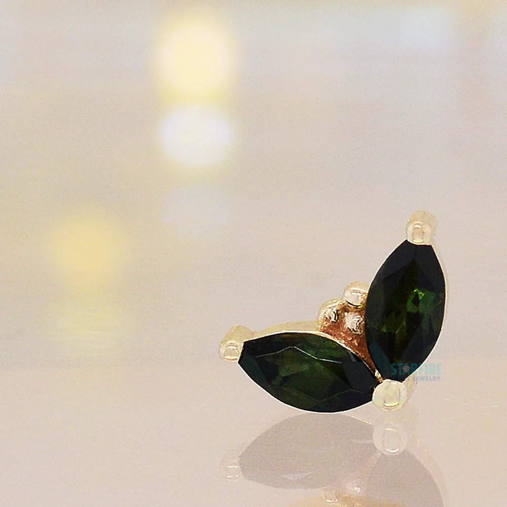 threadless: "Petals" Pin in Gold & Platinum with Green Tourmaline