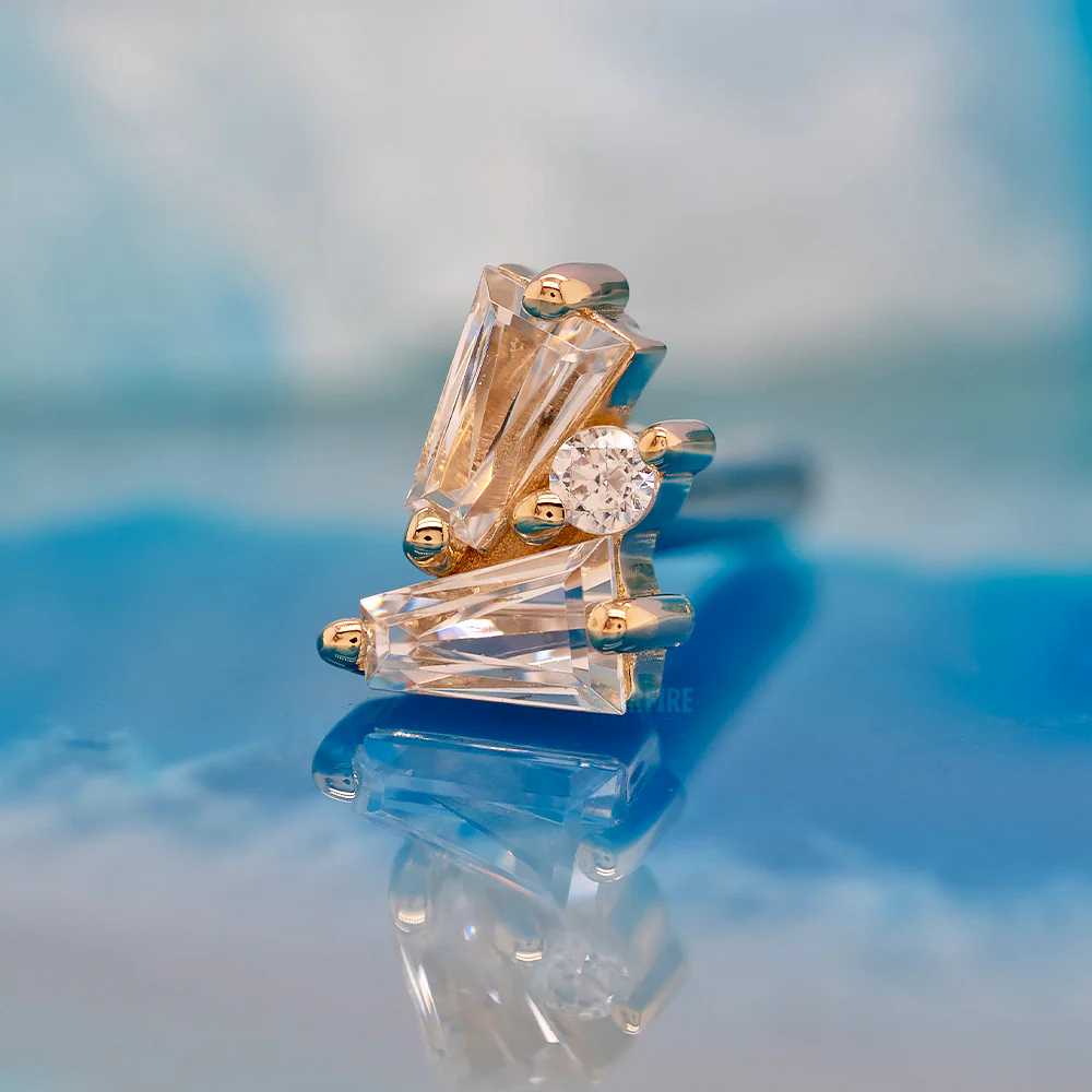 threadless: "Pillar" Pin in Gold with White CZ's - Image 2