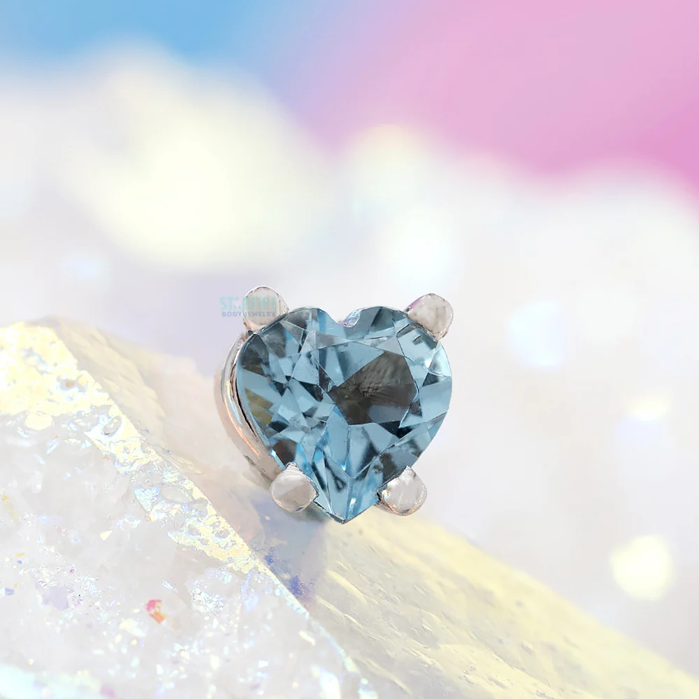 threadless: Prong-Set Heart Pin in Gold with Aquamarine - Image 2
