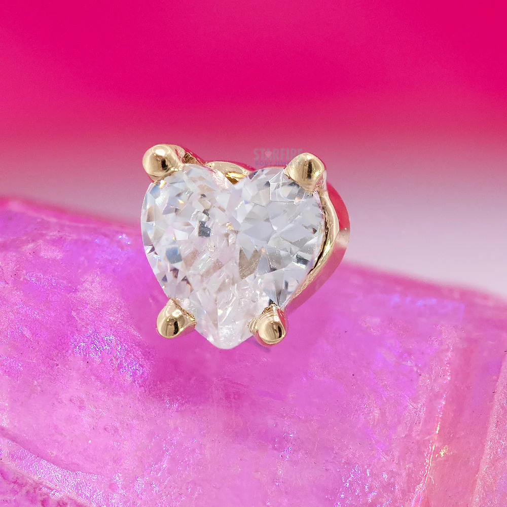 threadless: Prong-Set Heart Pin in Gold with White CZ - Image 2