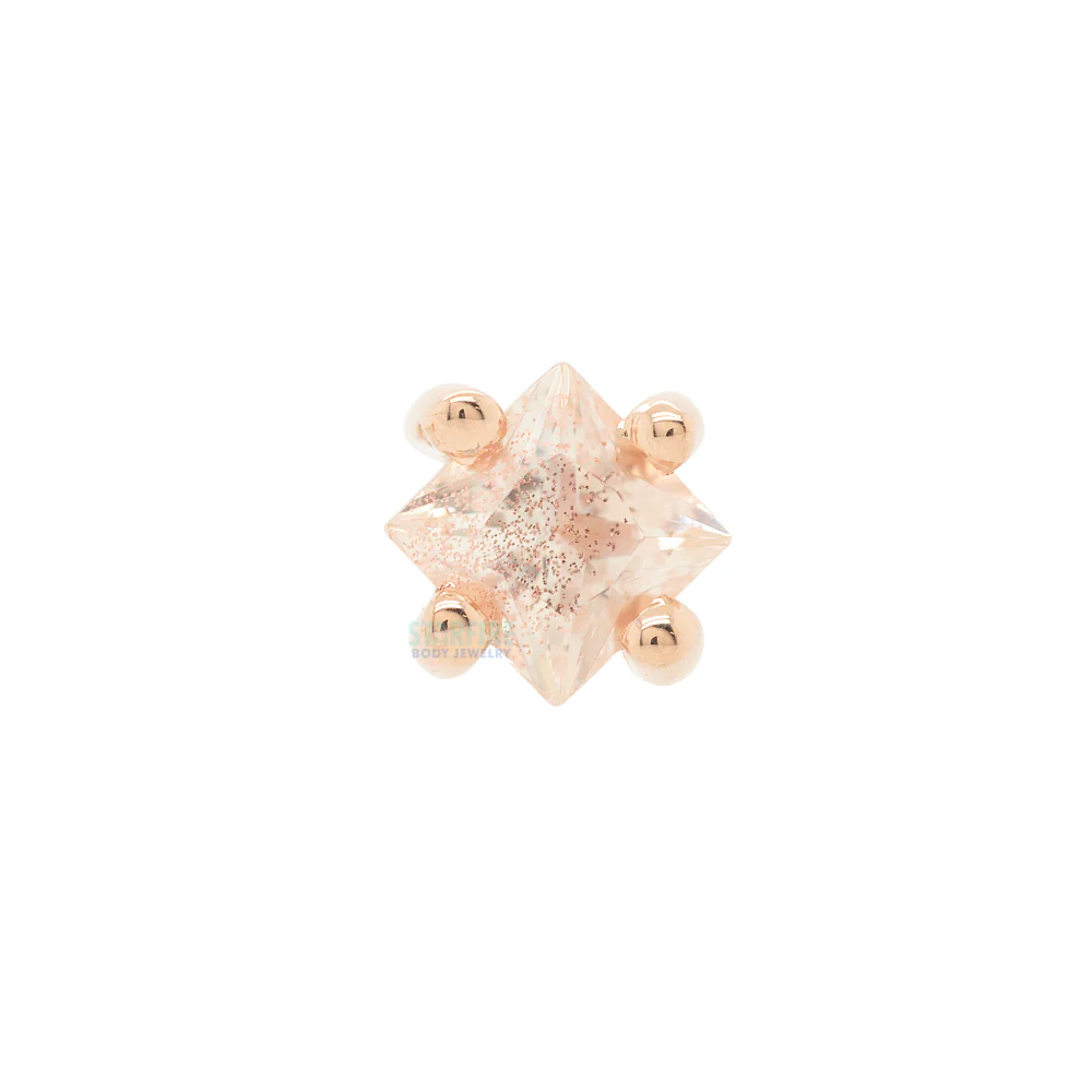 threadless: Prong-Set Princess-Cut Pin in Gold with Oregon Sunstone ON AXIS - Image 4