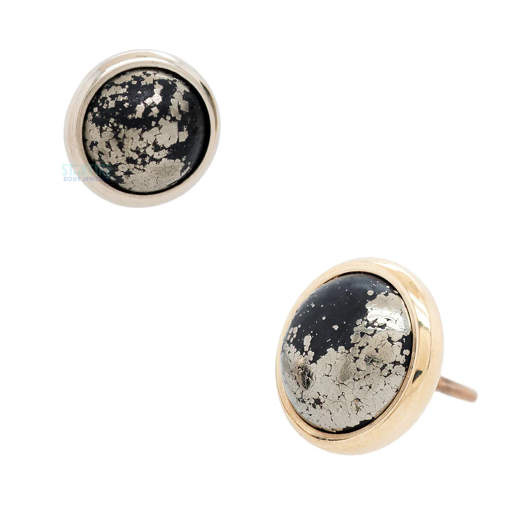 threadless: Pyrite in Cup Setting Pin in Gold & Platinum